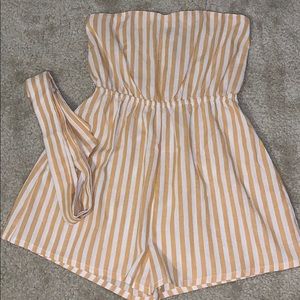 Brand new strapless yellow romper
